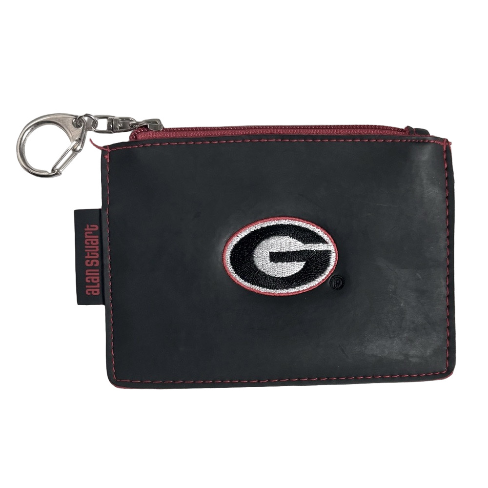 UGA Georgia Bulldogs Coin Purse ID Holder Keychain Wallet Black Red
